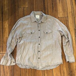 Billy Reid Gray Pearlsnap Shirt XL